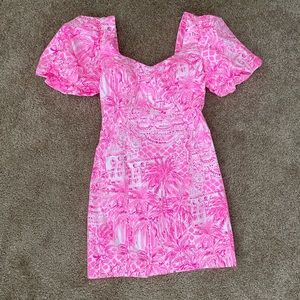 Lilly Pulitzer Merian Stretch Dress, Pink Blossom Palm Beach Paradise
